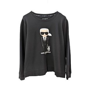 karl lagerfeld ikonik sweatshirt cat black tie emoji size M